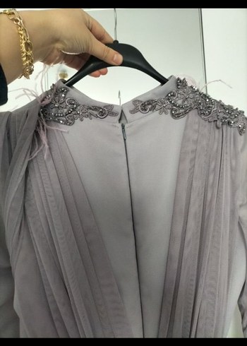 Gri Drapeli Uzun Abiye Elbise - Görsel 4