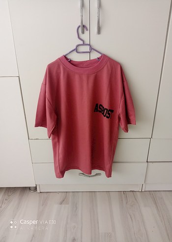Pembe Oversize Tişört ASROS Baskılı