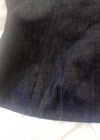 Lacivert Denim Midi straplez - Görsel 2