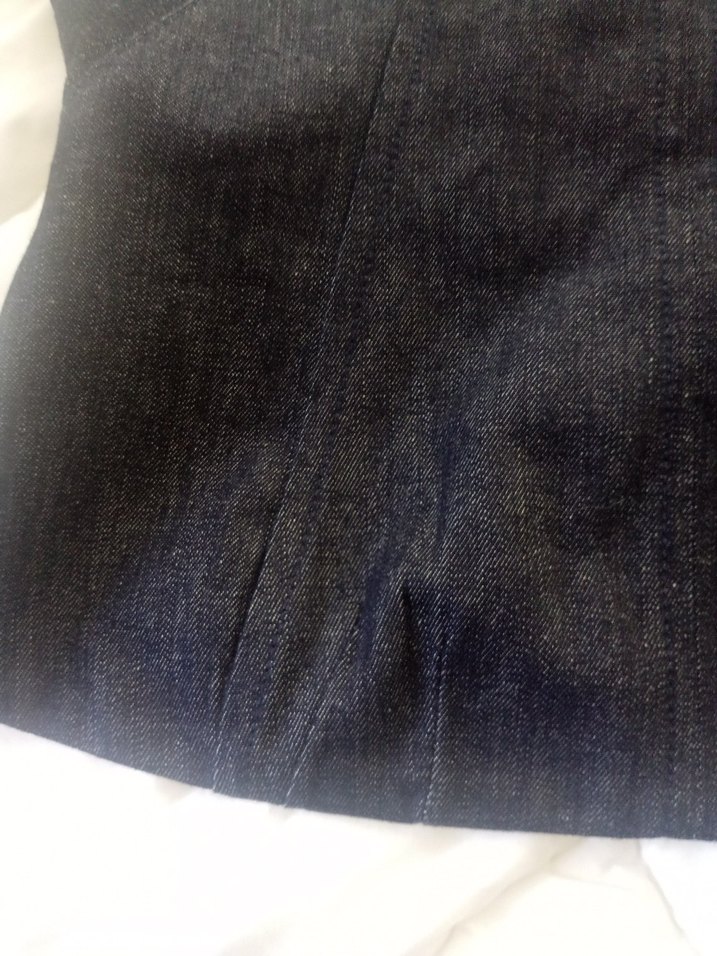 Lacivert Denim Midi straplez - Görsel 2