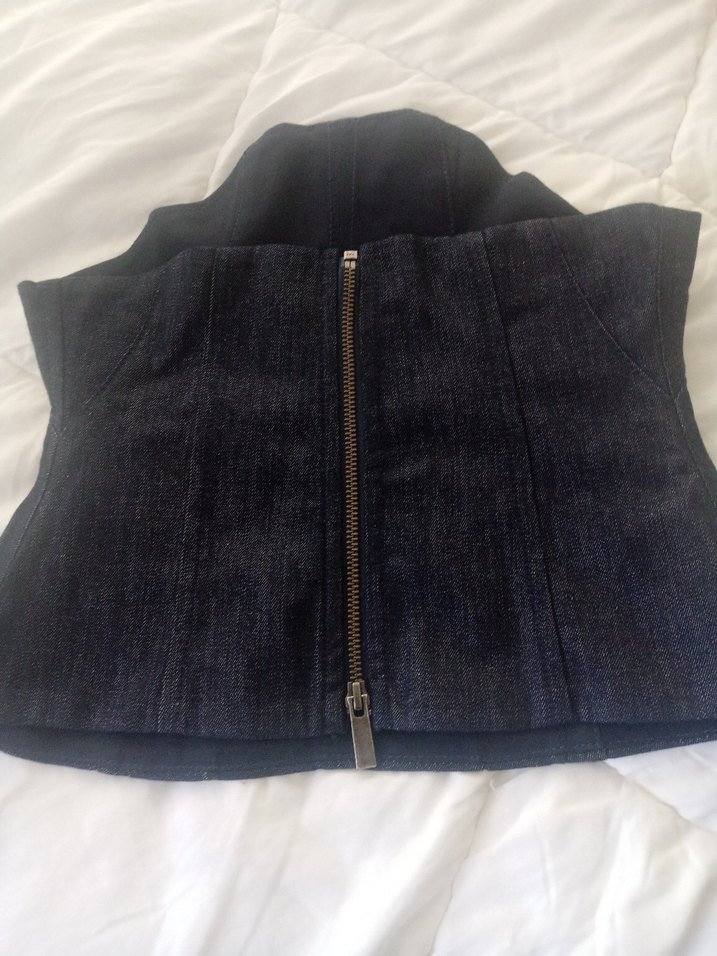 Lacivert Denim Midi straplez - Görsel 3