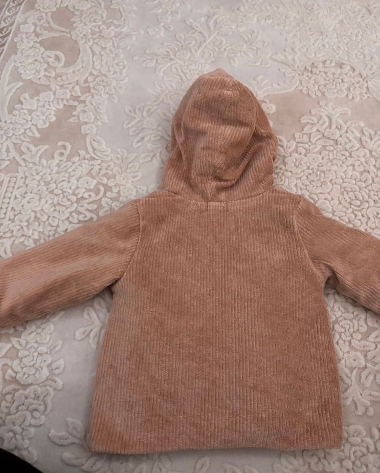 Erkek bebek Kapüşonlu Bej Kürk Detaylı Mont 6-9 ay - Görsel 4