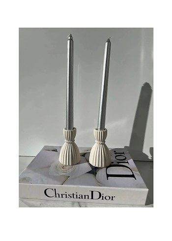Christian Dior Beyaz Gri Mum Seti
