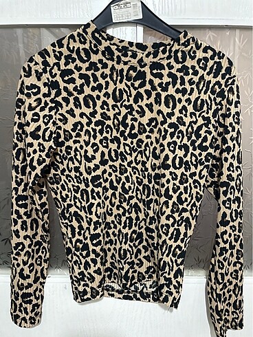 Leopar desenli viskon bluz