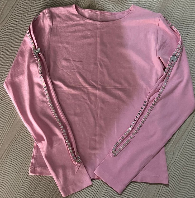 pullu Pembe kol deteyli  Bluz - Görsel 3