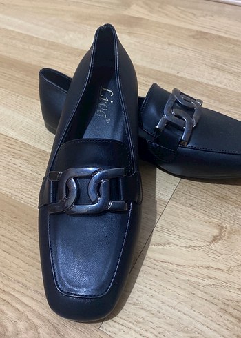 Diğer Tokalı Siyah Deri Kadın Loafer