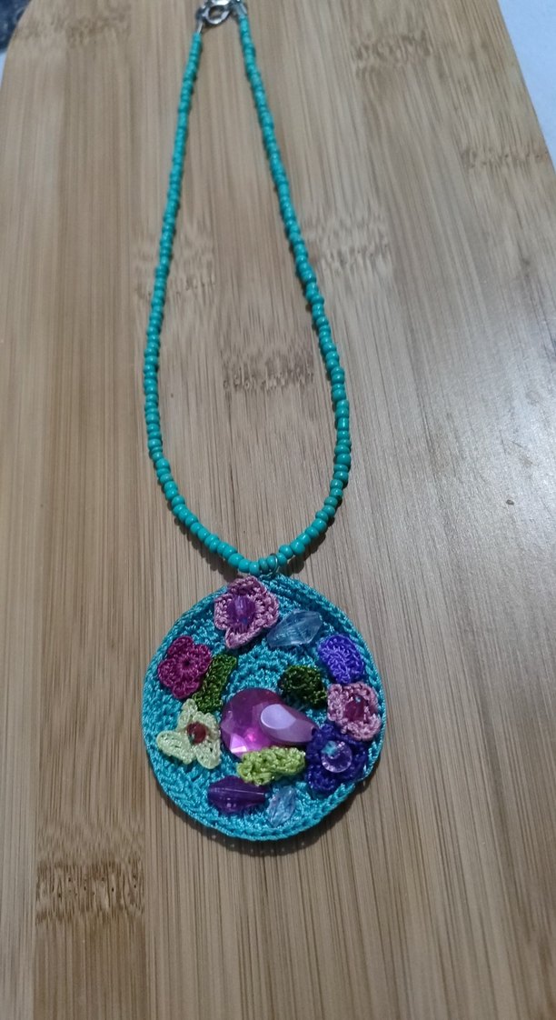 Boncuklu Turkuaz Bohem Kolye - Görsel 2