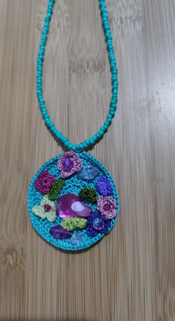 Boncuklu Turkuaz Bohem Kolye - Görsel 3