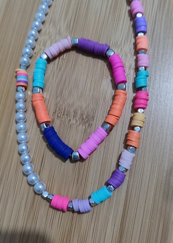 cam inci ve fimolu kolye bileklik seti - Görsel 2