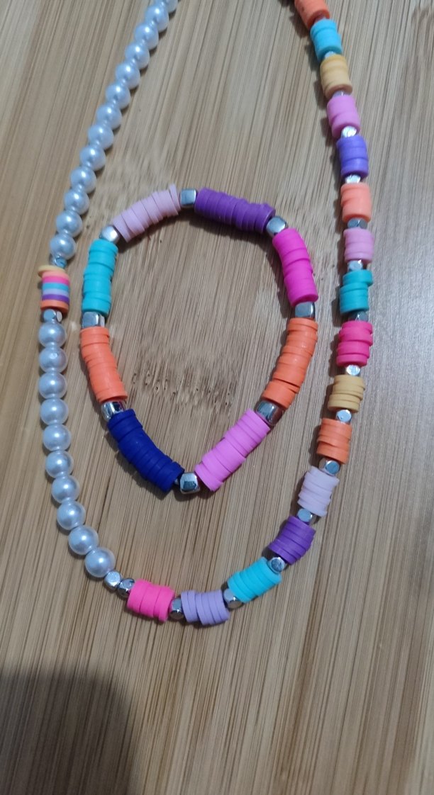 cam inci ve fimolu kolye bileklik seti - Görsel 2