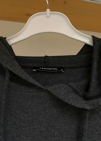 Gri Kapüşonlu Kadın Sweatshirt - Görsel 5