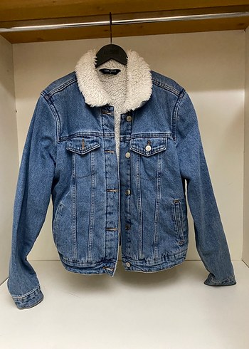 Kadın Mavi Kürklü Denim Ceket - Görsel 2