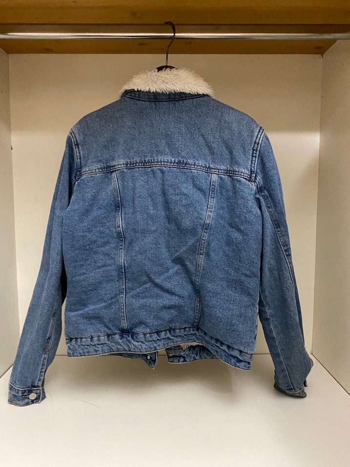 Kadın Mavi Kürklü Denim Ceket - Görsel 5