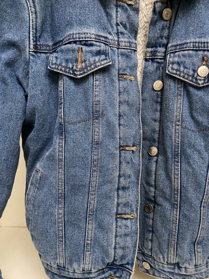 Kadın Mavi Kürklü Denim Ceket - Görsel 3