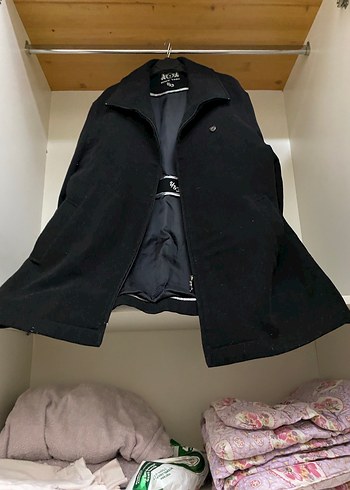 Düğmeli Siyah Midi Erkek Kaban - Görsel 5