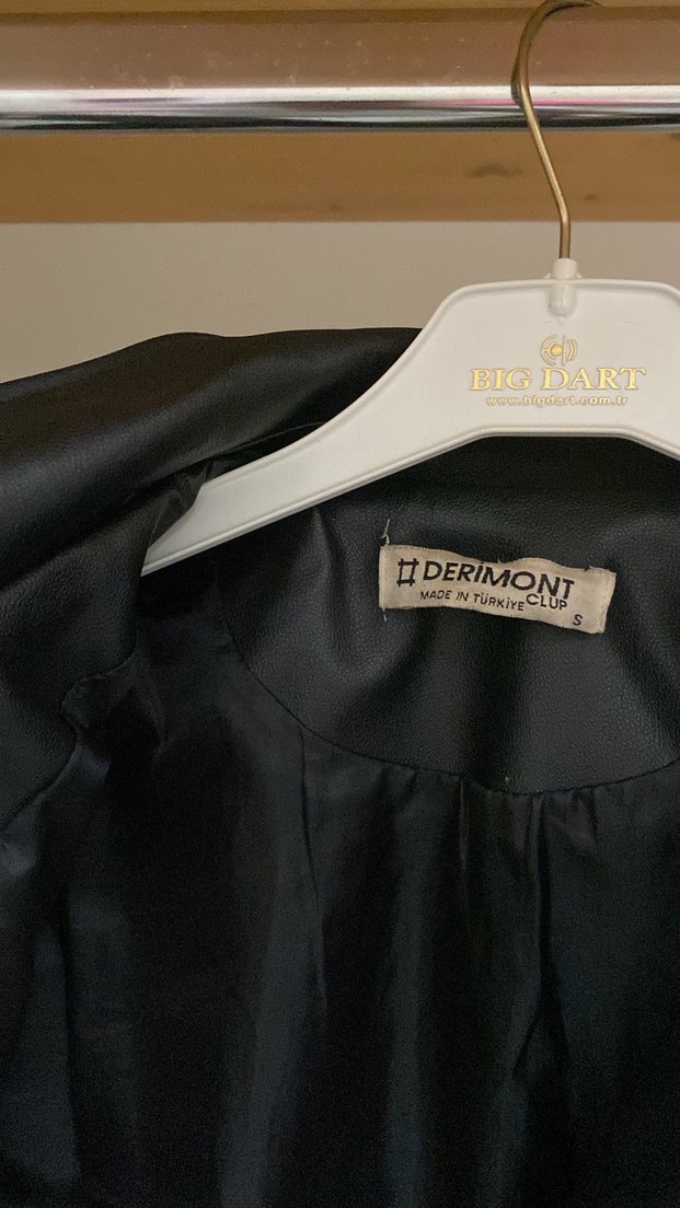 Siyah Mini Deri Biker Ceket - Görsel 4