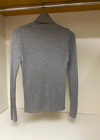 Gri Kadın Boğazlı Triko Kazak - Görsel 5