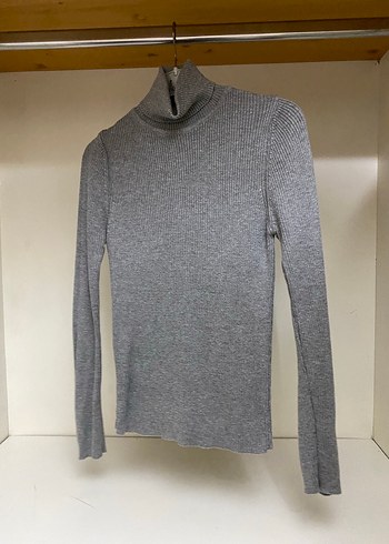 Gri Kadın Boğazlı Triko Kazak - Görsel 2