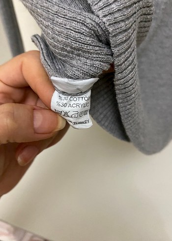 Gri Kadın Boğazlı Triko Kazak - Görsel 3