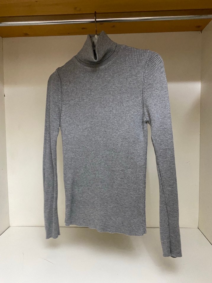 Gri Kadın Boğazlı Triko Kazak - Görsel 2