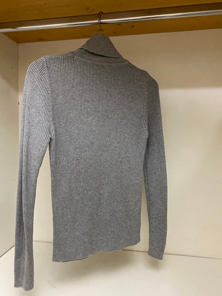 Gri Kadın Boğazlı Triko Kazak - Görsel 4