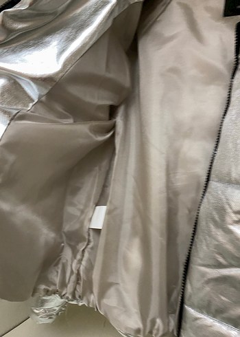 Gri Metalik Fermuarlı Kadın Ceket - Görsel 3