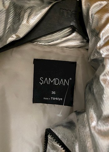 Gri Metalik Fermuarlı Kadın Ceket - Görsel 4