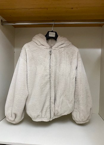 Bej Kapüşonlu Rahat Kadın Ceket - Görsel 2