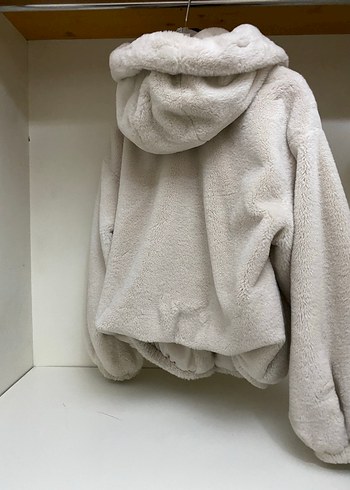 Bej Kapüşonlu Rahat Kadın Ceket - Görsel 4