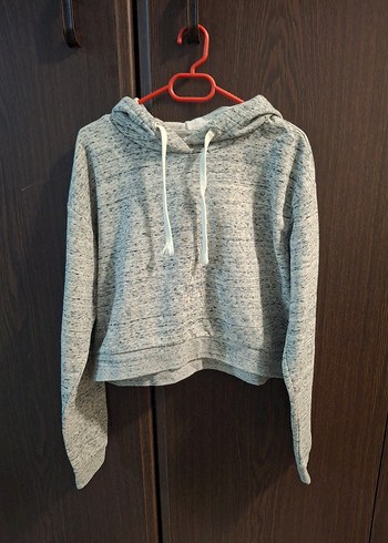 Gri Kapüşonlu Kadın Sweatshirt