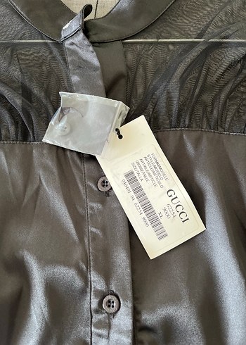 Gucci Siyah Düğmeli V Yaka Tül bluz - Görsel 6