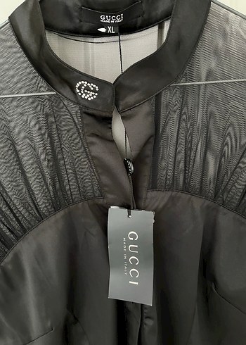 Gucci Siyah Düğmeli V Yaka Tül bluz - Görsel 3