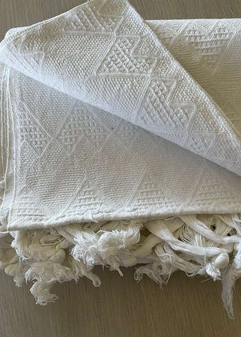 Püsküllü Beyaz tek kişilik pike - Görsel 5