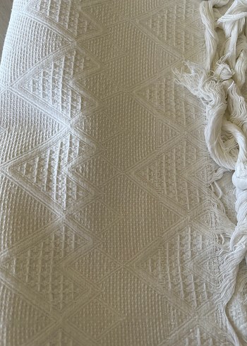 Püsküllü Beyaz tek kişilik pike - Görsel 7