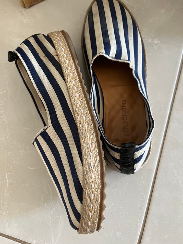 REFLECTIONS MARKA 38 numara Kadın Lacivert Pileli Bohem Espadril - Görsel 4