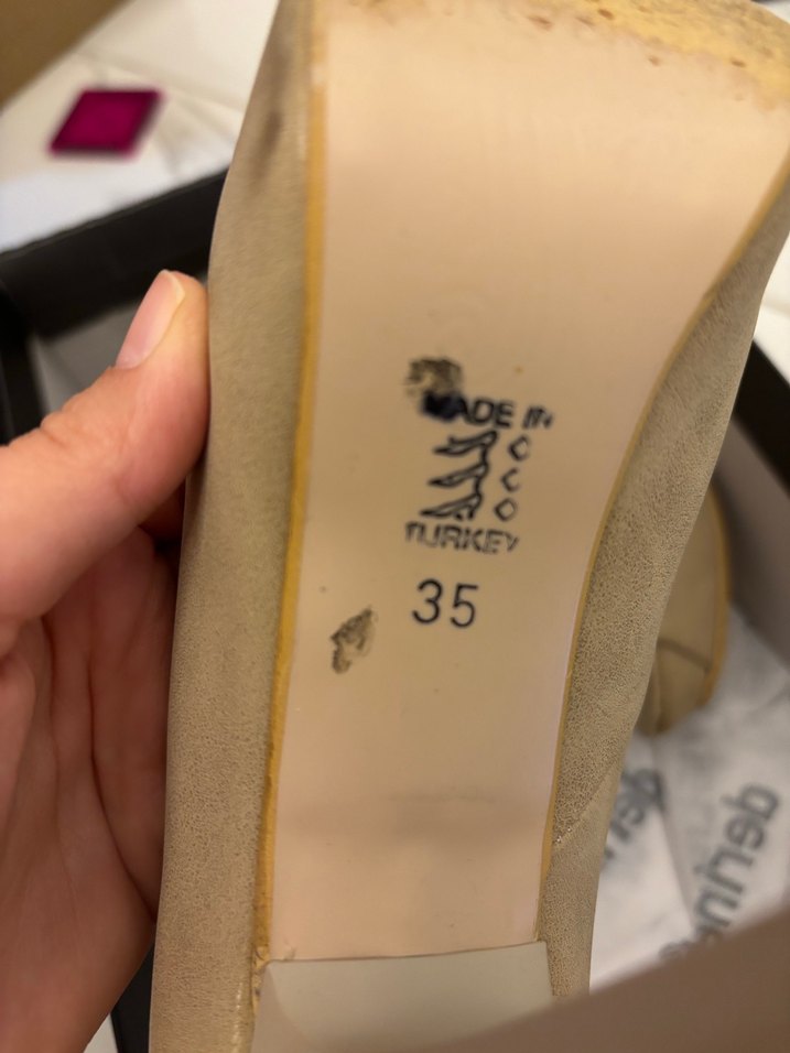 Bej Süet Dolgu Topuklu Kadın Ayakkabı - Görsel 2