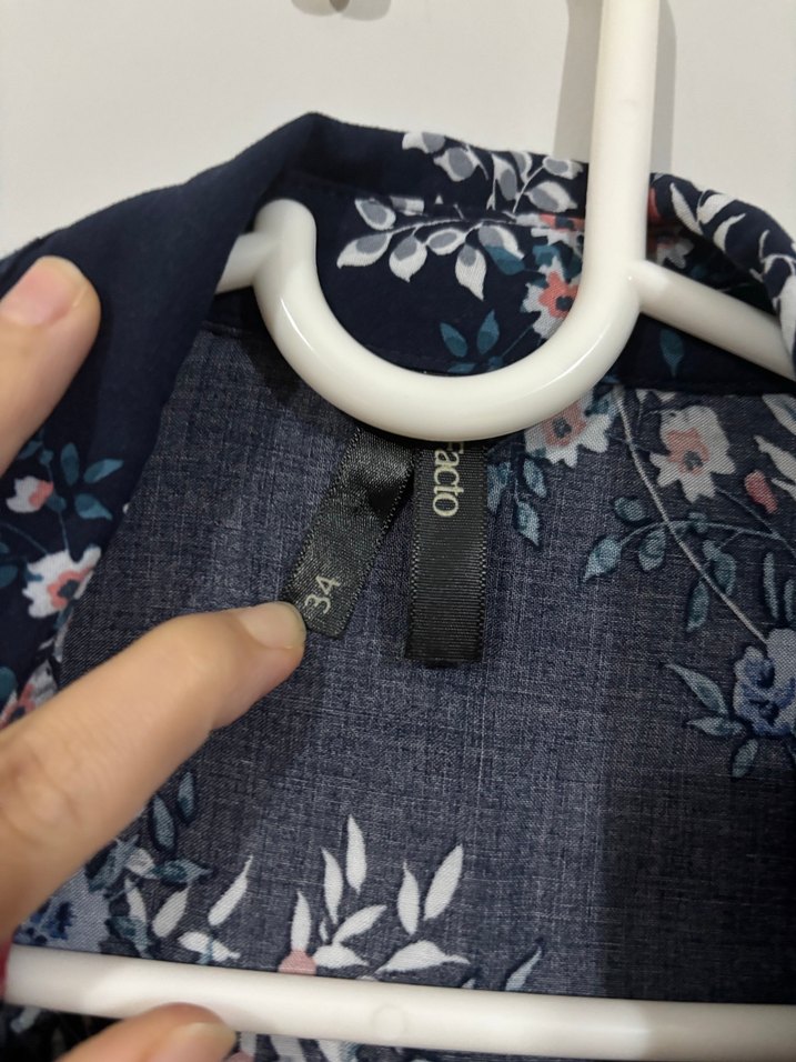 Lacivert Desenli Uzun Kollu Kadın Gömlek - Görsel 2