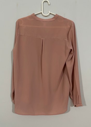 Gül kurusu V Yaka Uzun Kollu Kadın Gömlek - Görsel 3