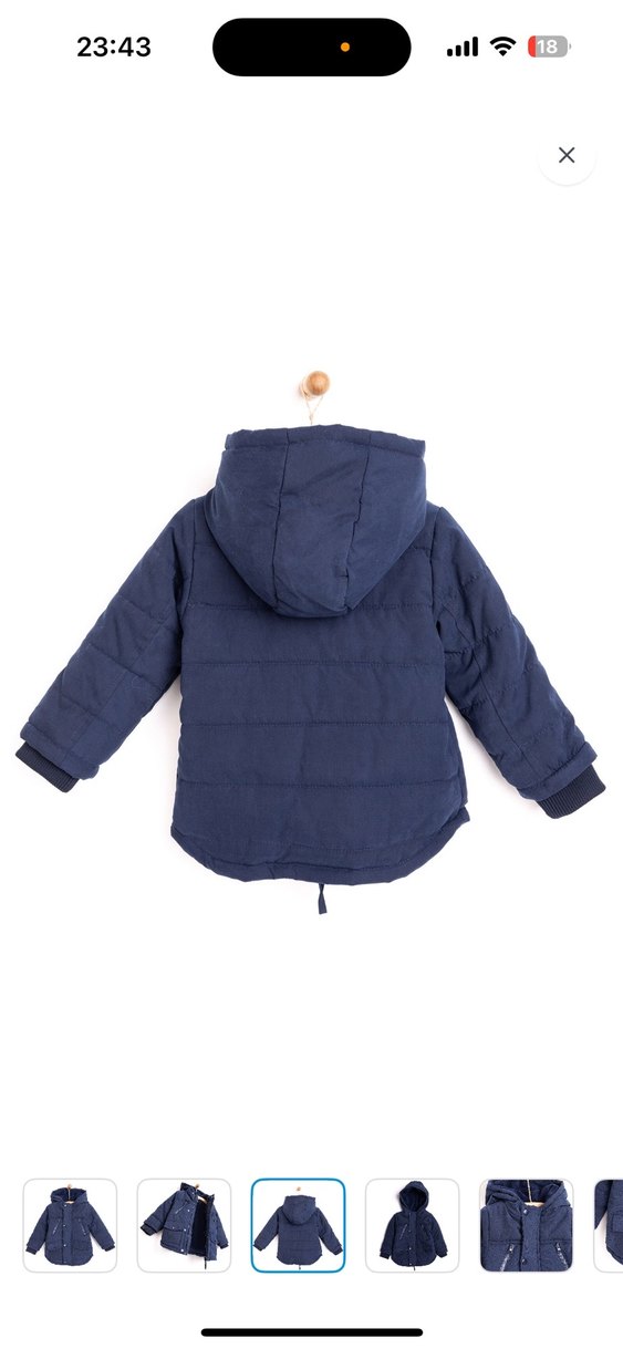 Erkek Çocuk Kapüşonlu Düğmeli Mont - Görsel 2