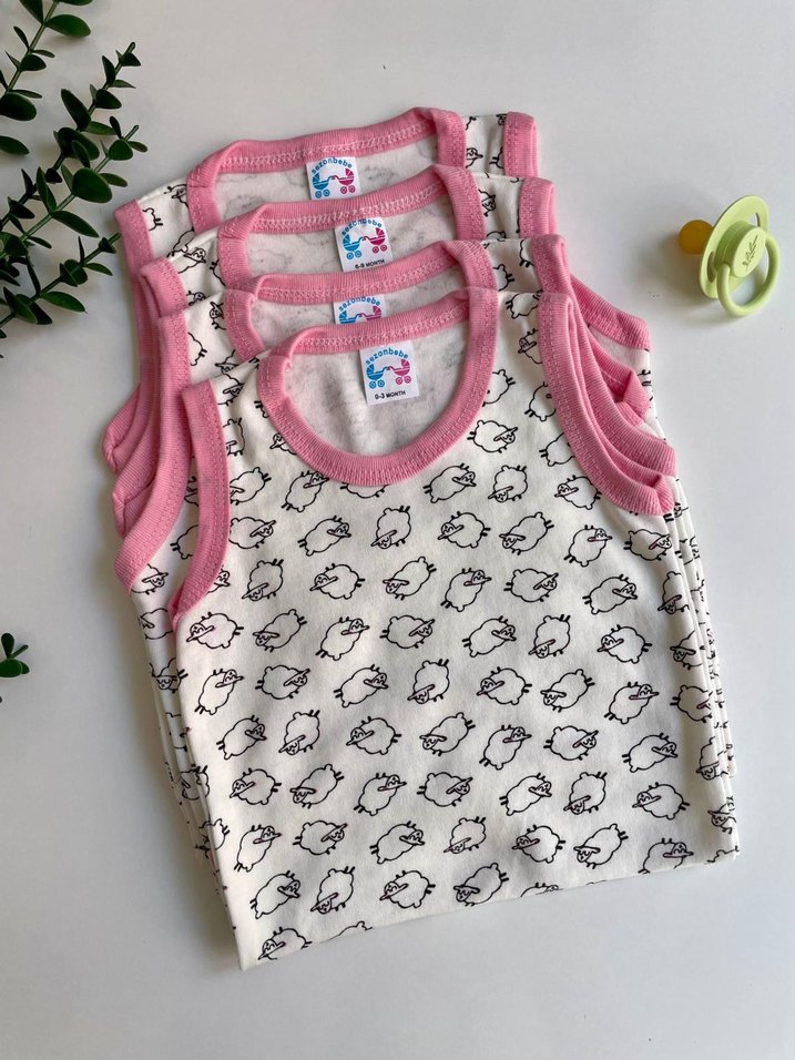 Kolsuz Pembe Baskılı Bebek Body - Görsel 2