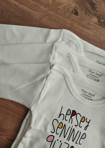 Baskılı Beyaz Uzun Kollu Çıtçıtlı Bebek Body - Görsel 2