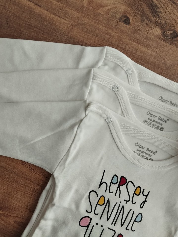 Baskılı Beyaz Uzun Kollu Çıtçıtlı Bebek Body - Görsel 2