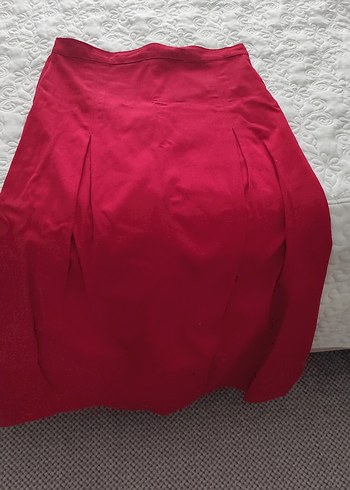 Kırmızı Pilili Midi  Eteği özel dikim - Görsel 2