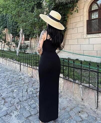 SİYAH UZUN ELBİSE - Görsel 4