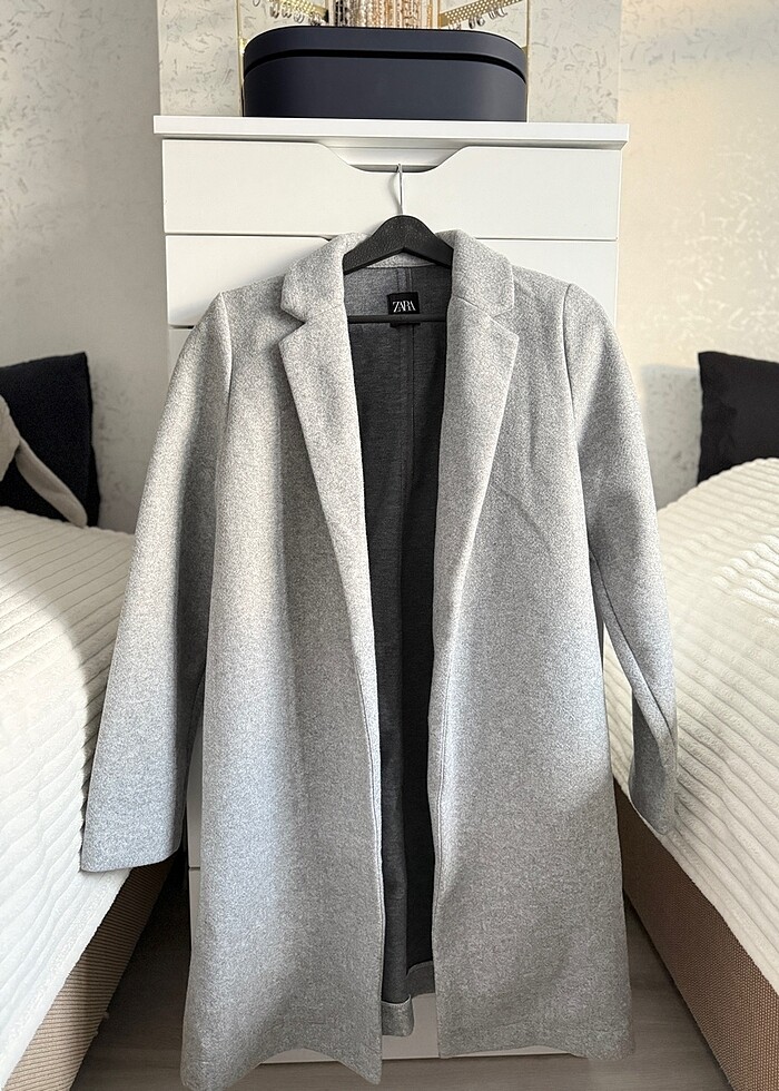 ZARA GRİ KATLI YAKA KABAN - Görsel 2