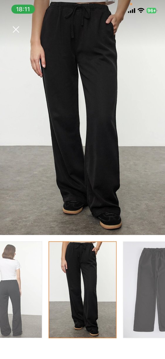 Bağcıklı %100 tensel kumaş pantolon - Görsel 2