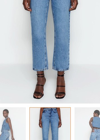 Kadın Mavi Regular Fit Midi Kot Pantolon - Görsel 2