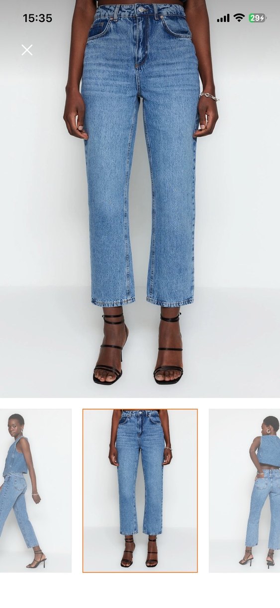 Kadın Mavi Regular Fit Midi Kot Pantolon - Görsel 2