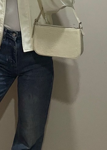 Bej Yılan Desenli Deri Kadın Çanta - Görsel 3