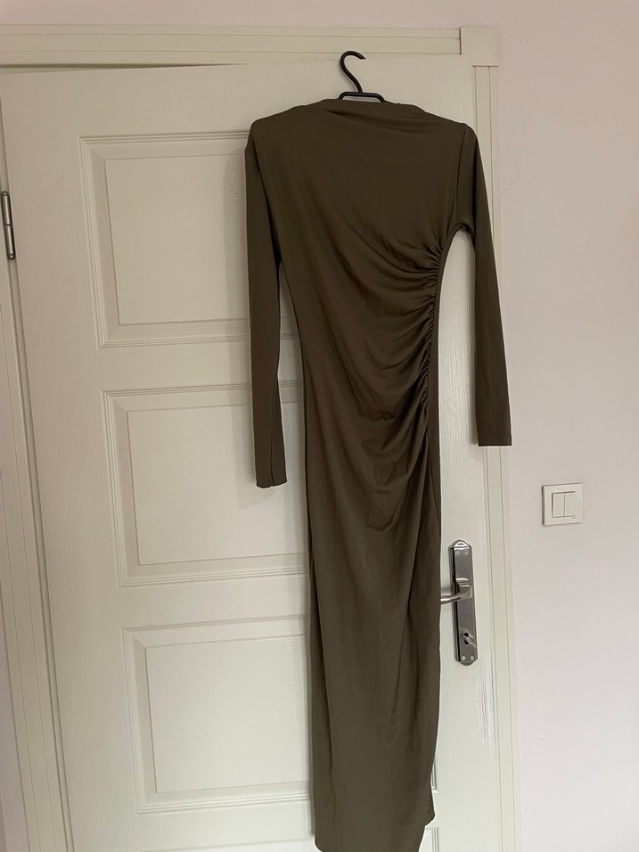 Gri Drapeli Uzun Elbise - Görsel 4